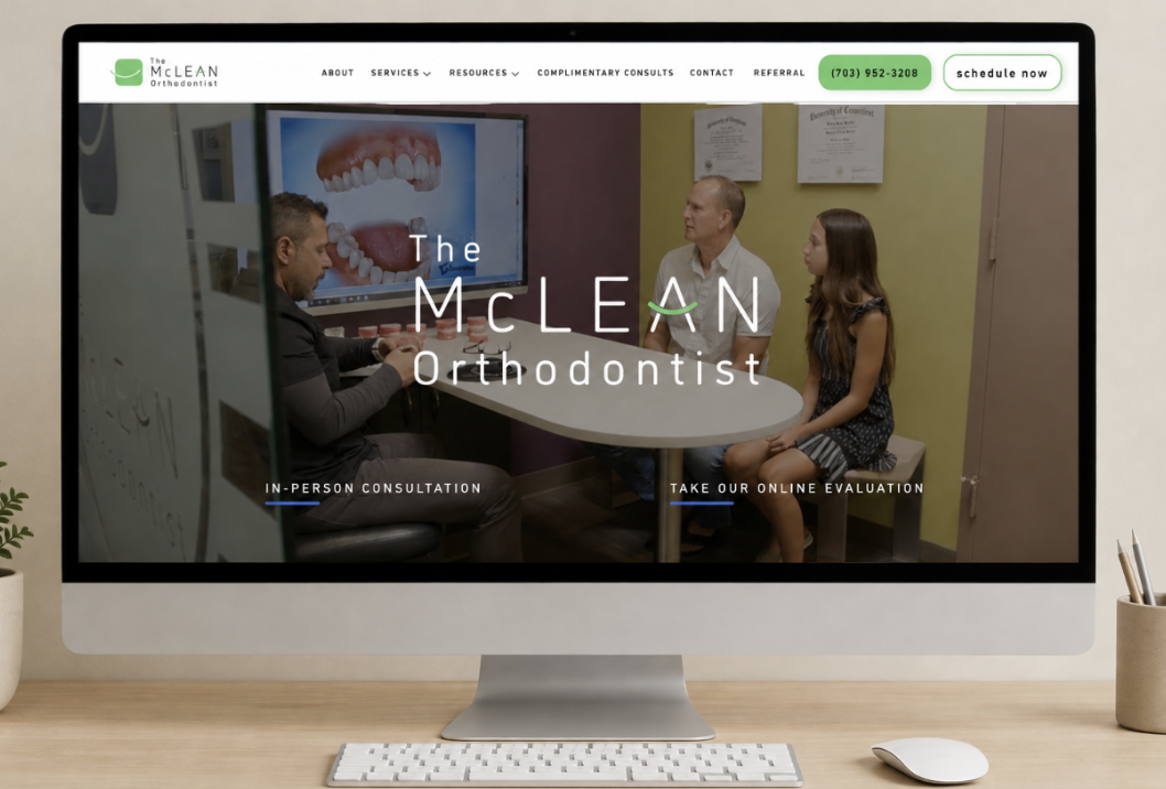 The McLean Orthodontist website shown on a desktop display